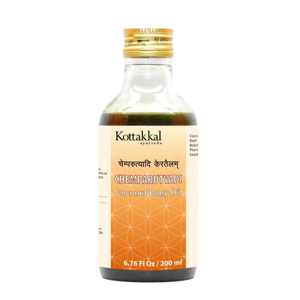 Chemparutyadi Coconut Hair Oil Bottle, Ayurvedic Product manufactured by Arya Vaidya Sala, Kottakkal Ayurveda for USA Distribution