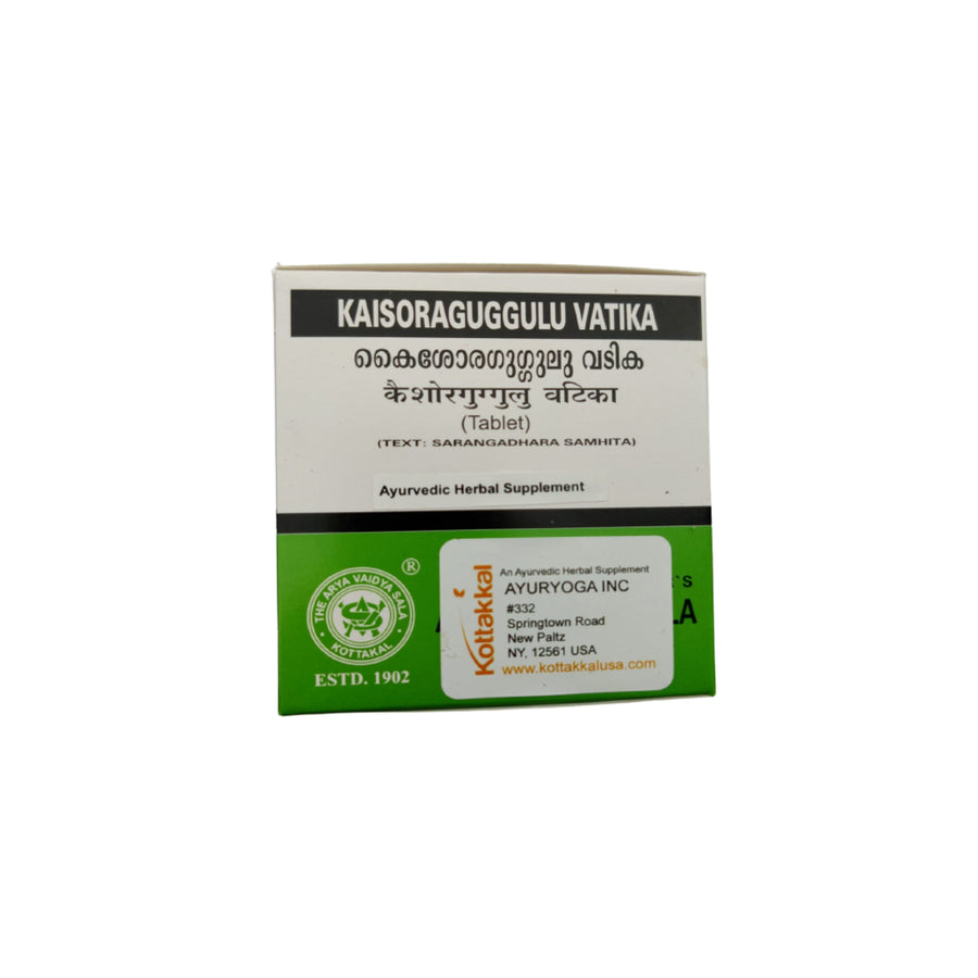 Kaisora Guggulu Vatika Box, Ayurvedic Product manufactured by Arya Vaidya Sala, Kottakkal Ayurveda for USA Distribution