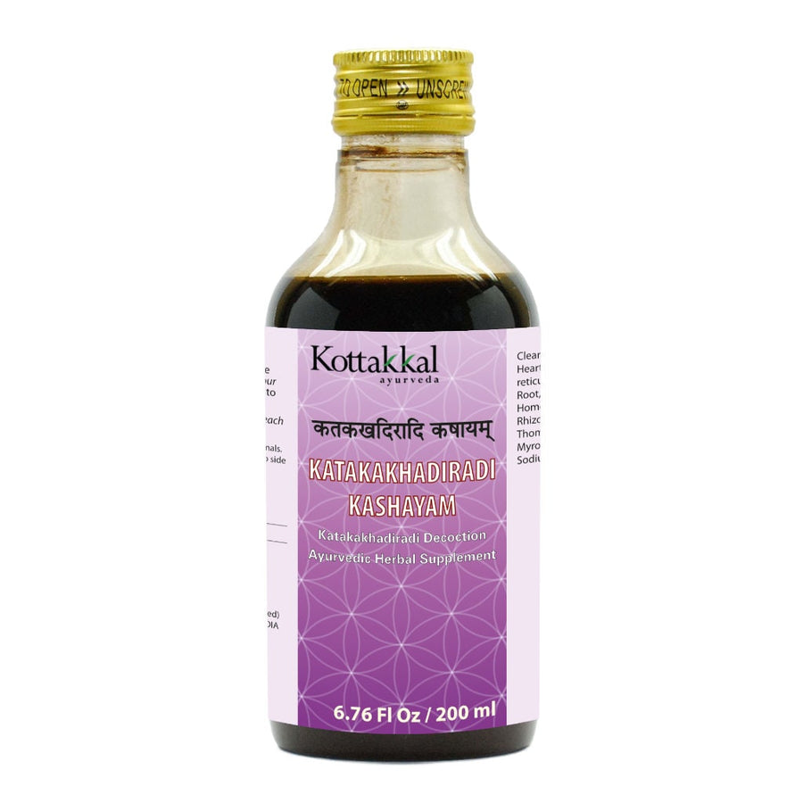 Katakakhadiradi Kashayam Bottle, Ayurvedic Product manufactured by Arya Vaidya Sala, Kottakkal Ayurveda for USA Distribution